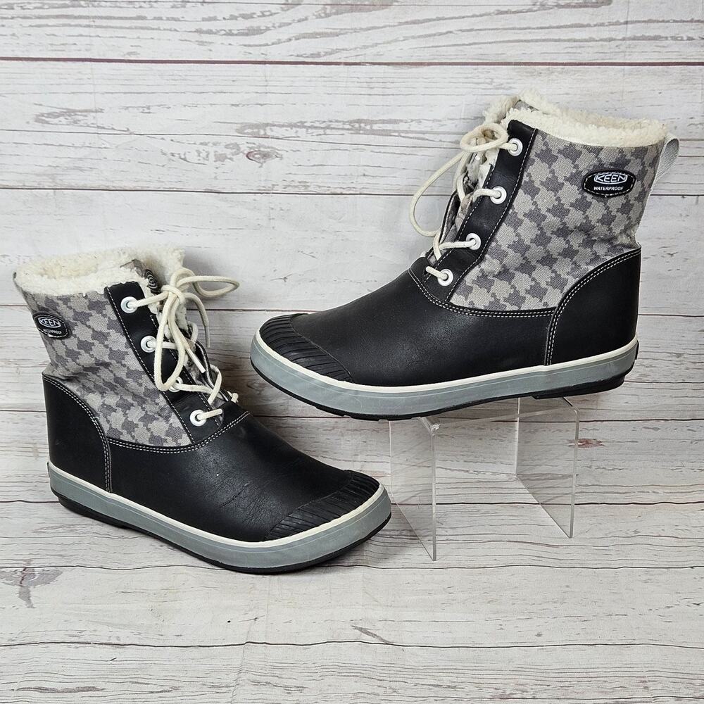 KEEN Elsa Boots Men’s Black Gray US 7 Insulated Winter Snow Faux Fur